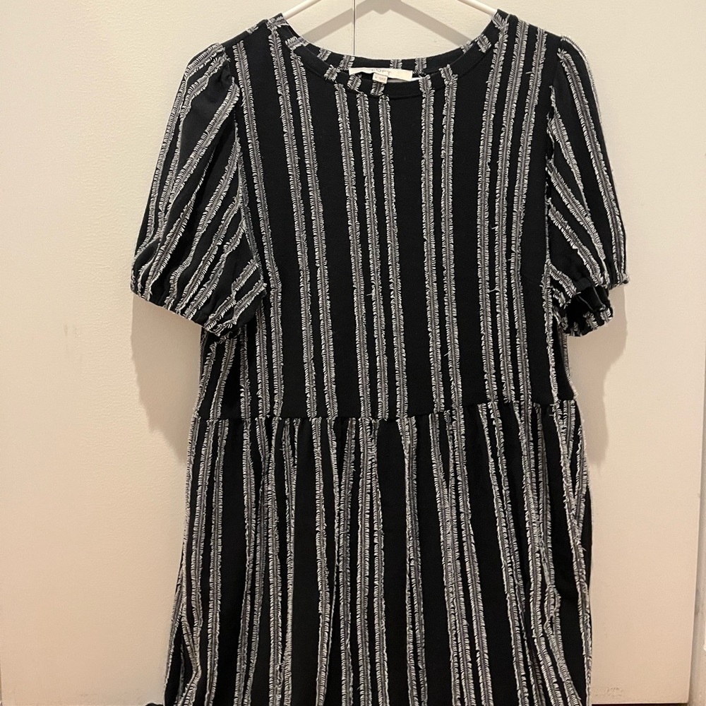 Loft navy blue and white stripe mini dress, extra wide